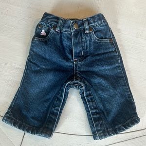 Baby Gap Blue Jeans w pink Embroidery Denim 0-3 months Stage 1 Classic Baby Girl